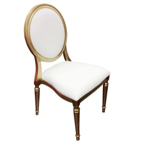 Gold Resin Louis Pop Chair with White Vinyl Cushions