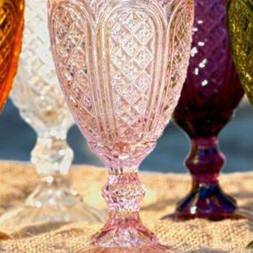Pink Mismatched Vintage Goblet Rentals - A to Z Event Rentals, LLC.
