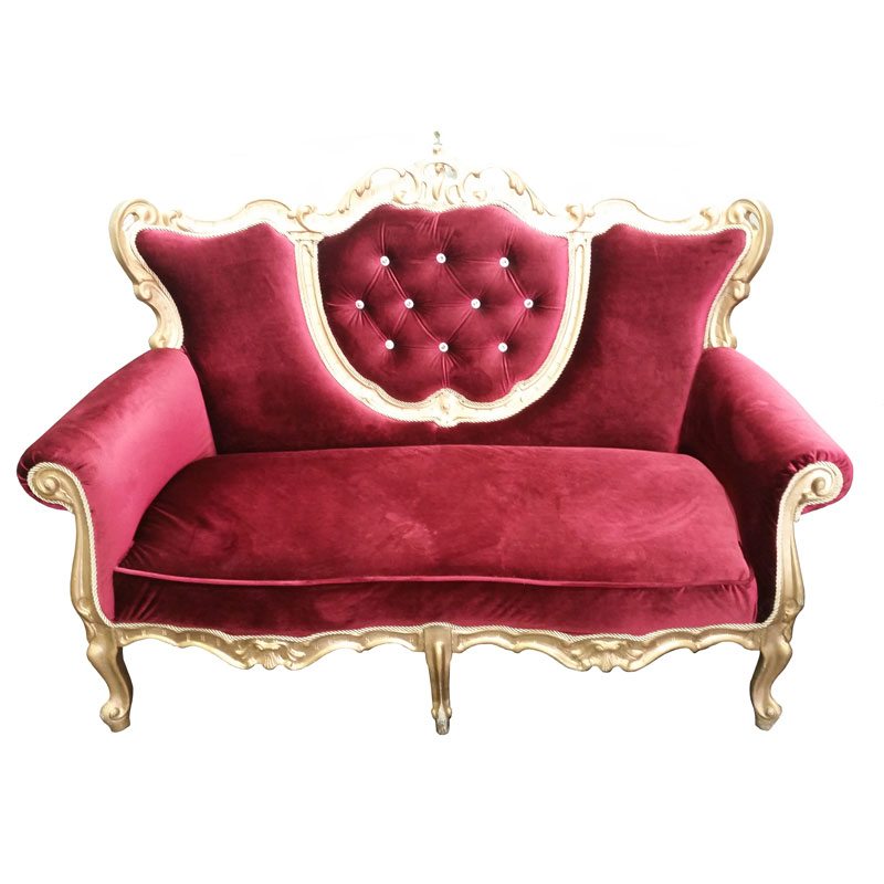 Victorian Sofa- Red Couch Rental Furniture Rental Furnishing Rentals Los Angeles CA Encino Glendale Calabasas Orange County Wedding Rentals High End Rentals Event Rentals Party Rentals