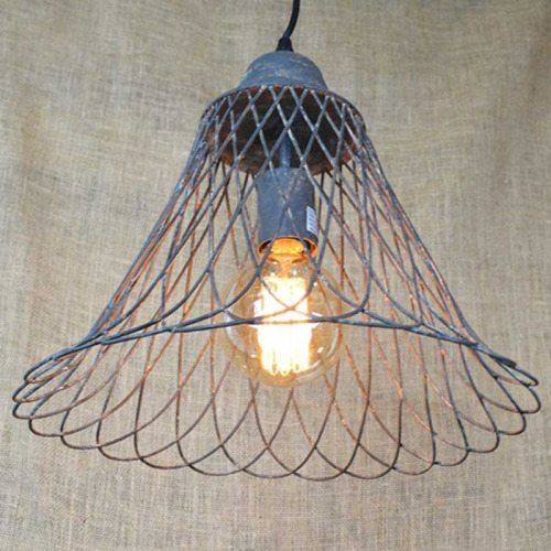 Vintage Rustic Wire Basket Lamp Mtb, Old Chandelier Which Wire Is Hot Or Cold