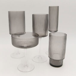 Ribbed Smoke Glassware Collection