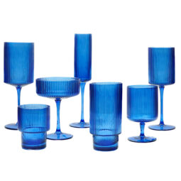 Ribbed Cobalt Blue Glassware Collection