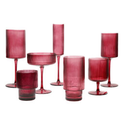 Ribbed Magenta Glassware Collection