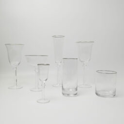 Stella Clear with Silver Rim Glassware Collection