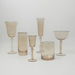 Stella Taupe W/ Gold Rim Glassware Collection